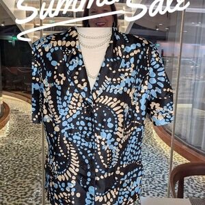 Kasper Black and Blue Floral Blazer